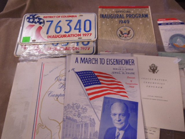 Presidential Inauguration and other items: Presidential Inauguration items including; book - 1981 Inauguration Story, (3) On to Victory Republican campaign dinner (signed by Mary and Bill Scranton, A March to Eisenhower sheet music (souvenir 1