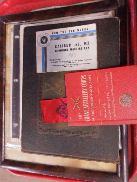 Vintage War and other ephemera: Vintage War and other ephemera including; Camp Dix magazine, colorized soldier photo, Framed "The Living Uncle Sam" photo, USS Samuel war record book, 1893 Union Veteran Legion certificate, War Saving