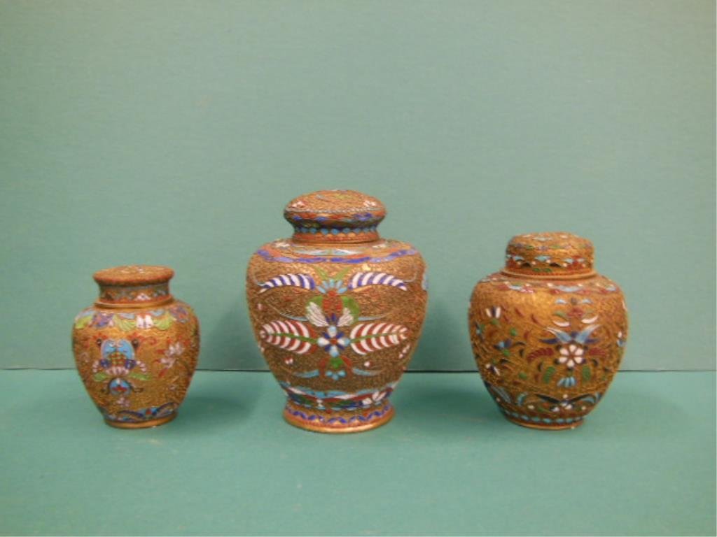 3 Chinese Cloisonne Ginger Jars (1 of 5)