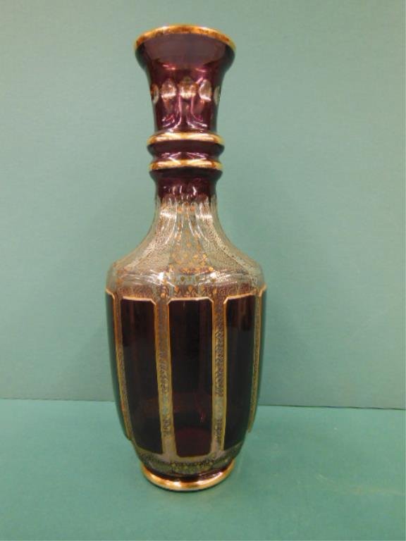 Bohemian Amethyst & Gilt Glass Vase (1 of 5)