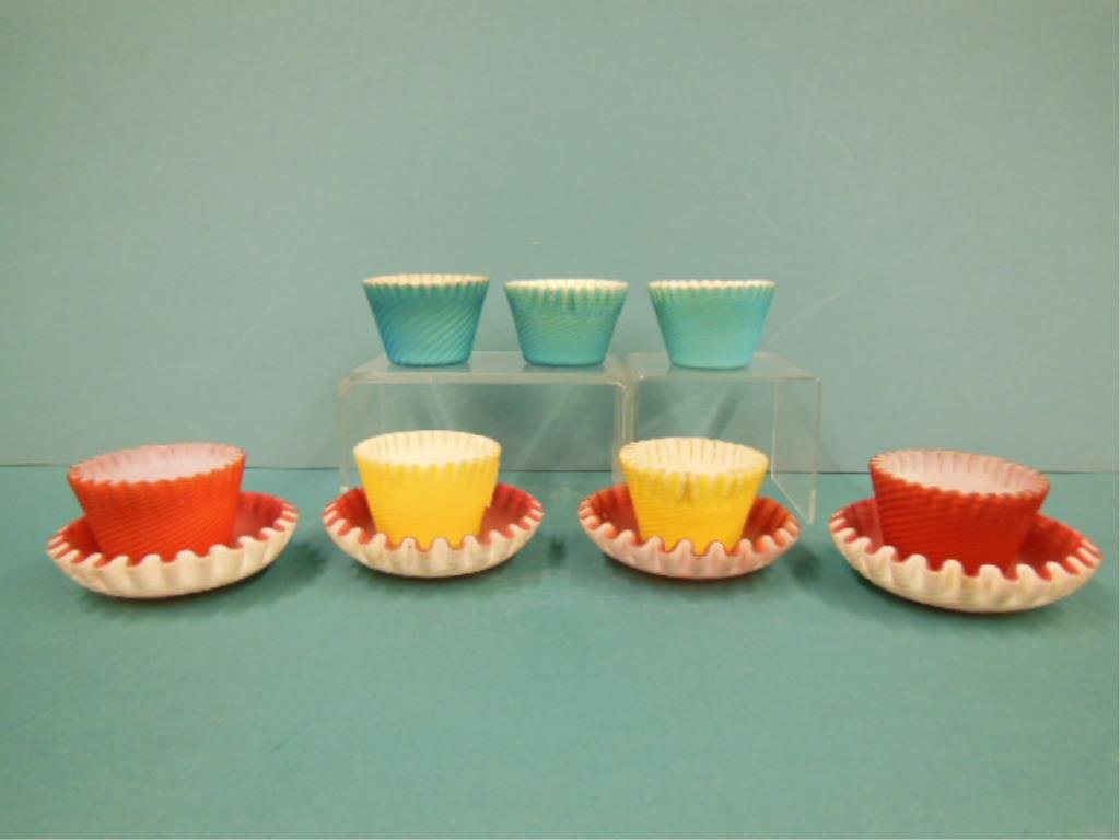 Victorian Satin Glass Custard Set (1 of 5)