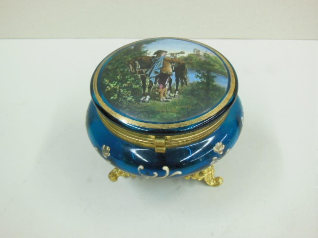 Victorian Blue Glass Powder Jar (1 of 5)