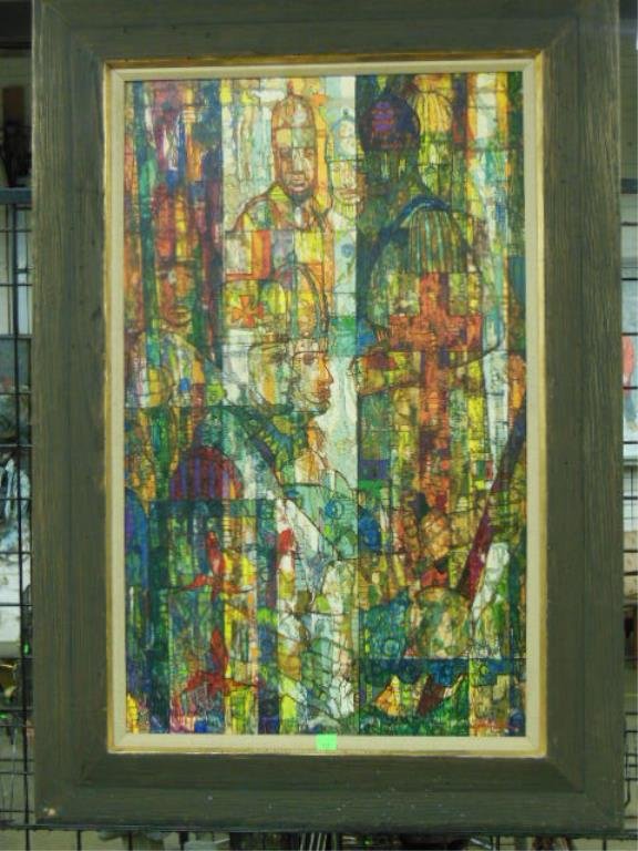 Richard Taicher, o/c, "Medieval Figures" (1 of 3)