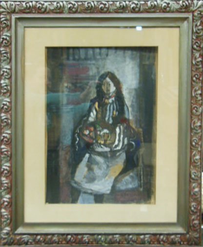 Ruth Petlock, gouache, Lady with Basket of Fruit (1 of 4)