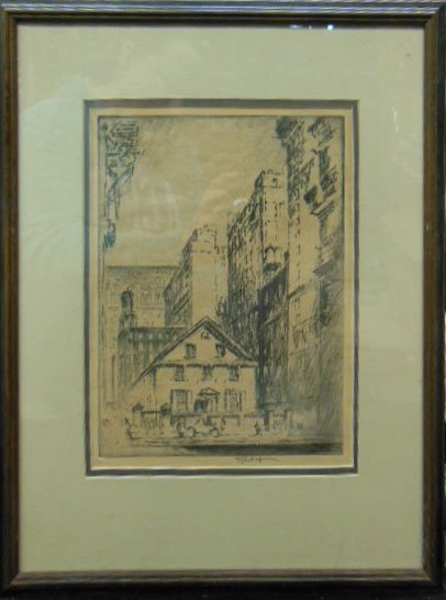 Joseph Pennell, etching, Quaker Meeting House (1 of 4)