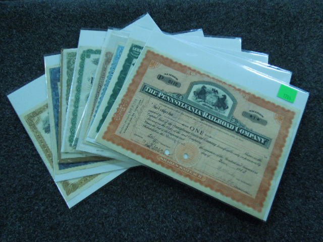 9 Assorted RR Stock Certificates (1 of 6)