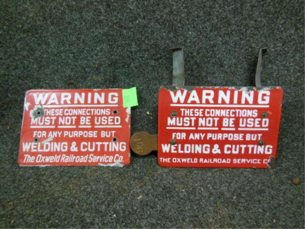 2 Enamel RR Warning Signs (1 of 2)