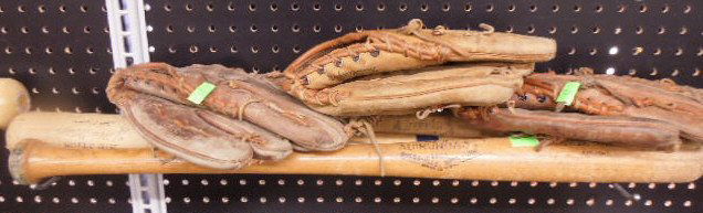 3 Willie Mays baseball bats and gloves (1 of 5)