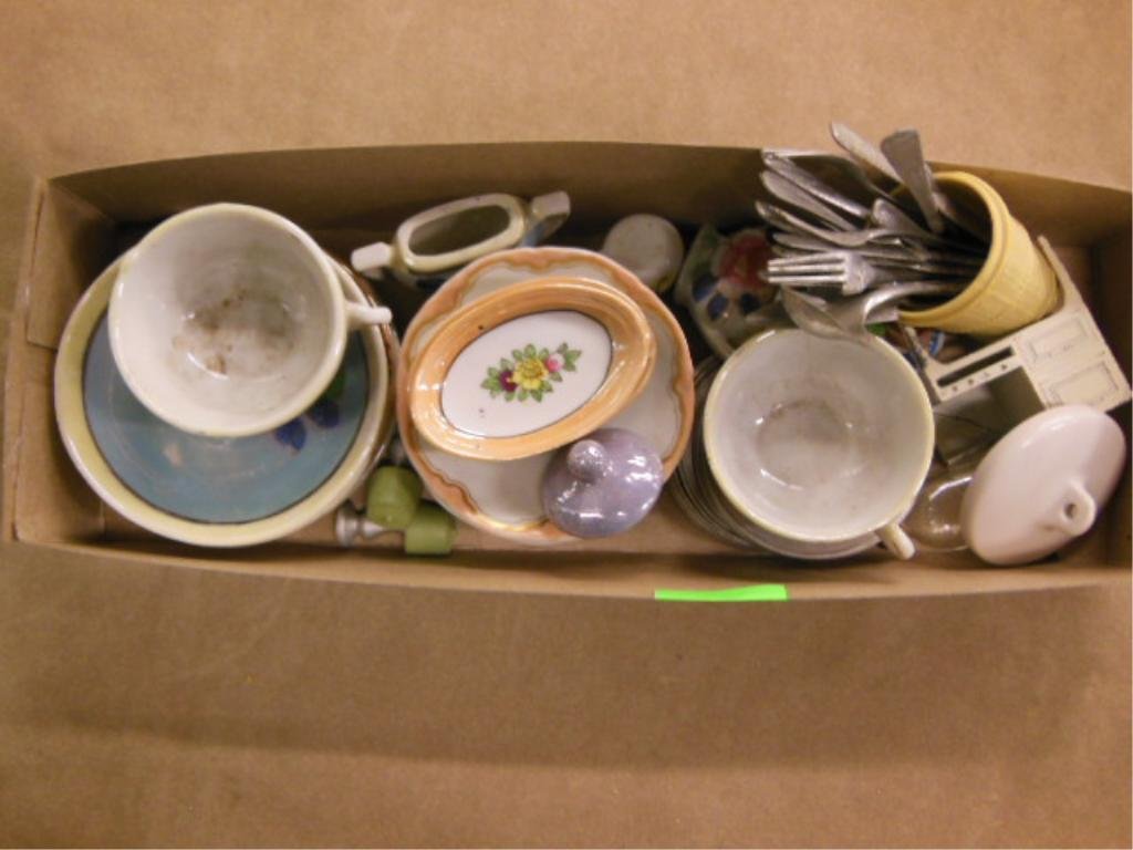 Porcelain Miniature Tea Set & Doll Furniture. (1 of 4)