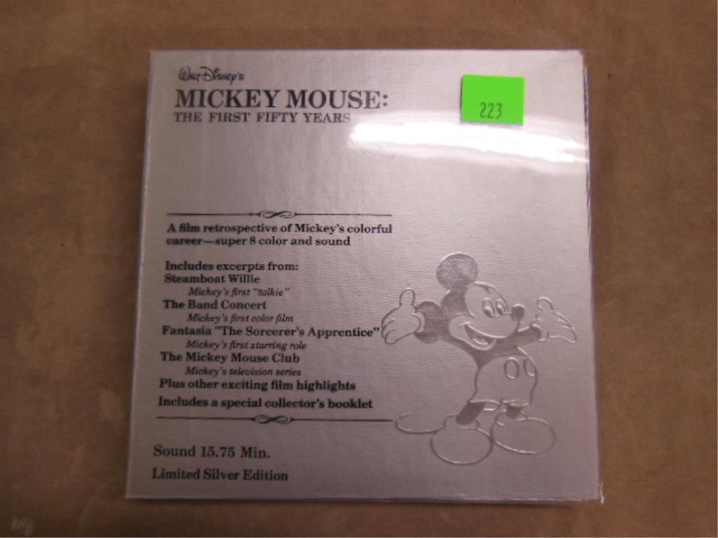 Super 8mm film MM - The 1st 50 years: Super 8mm film, Mickey Mouse - The 1st 50 years, color and sound, 15.75 minutes, Limited Silver Edition, with booklet, in original packaging Condition; packaging has minor box tearing on side otherwis