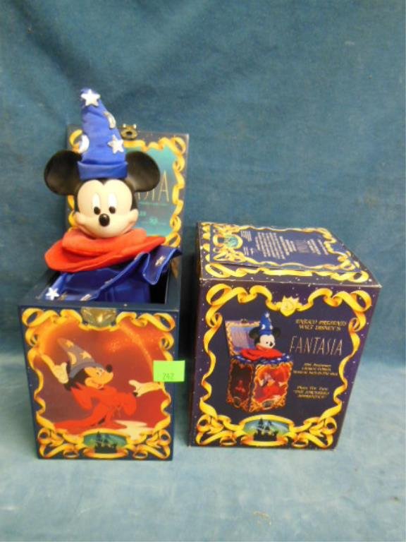 Enesco Mickey Jack in the box, musical: Enesco Mickey Jack in the box, musical, Fantasia - Sorcerer's Apprentice, with certificate of authenticity and original box, limited edition, Condition; minor wear from age and use