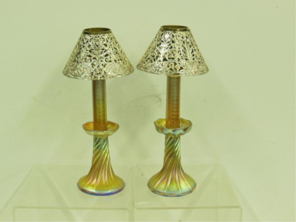 Tiffany Art Glass Candle Lamps (1 of 9)