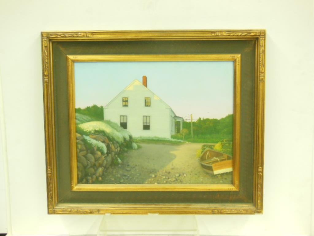 Gilbert Riou, o/c, "Monhegan House at Sunset" (1 of 5)