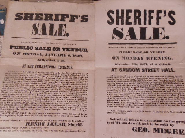 2 19th c Sheriff Sale posters (1 of 3)