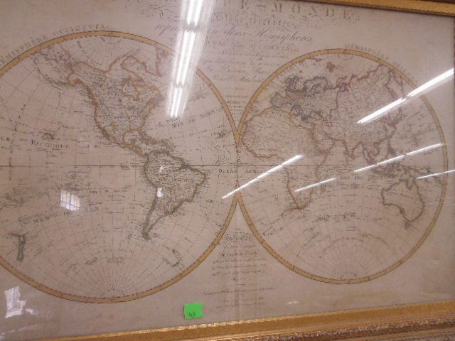 Lg Framed early 19th c. Map of the World (1 of 4)