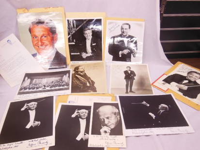 9 Signed Musician photos: 9 Signed Musician photos including (4) Eugene Ormandy (1 - 5 x 7) Liberace (unsigned), Lawrence Welk (with letter), Guy Lombardo, Richard Tucker, Peter Nero and Paul Lavalle Note We Do Not guarantee a