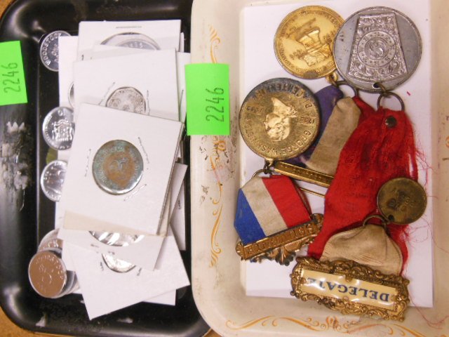 Lot assorted vintage trade & other token coins (1 of 2)