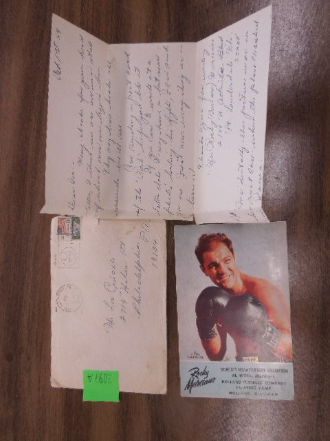 Signed Marciano postcard w/ Rare letter (1 of 5)