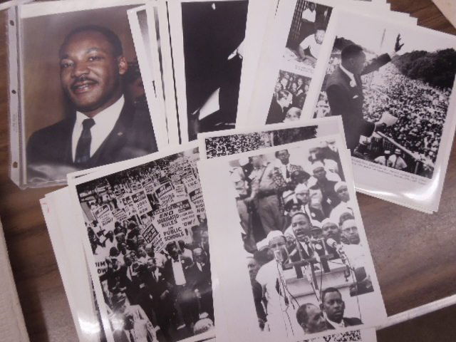33 Martin Luther King 8 x 10 still photos: 33 Martin Luther King 8 x 10 still photos, B&W, (1 in color), action shots (some from marches - Washington, etc.)Condition; (5) have issues, 1 with staples, photocopy on back, 1 has magic marker, 1 ha
