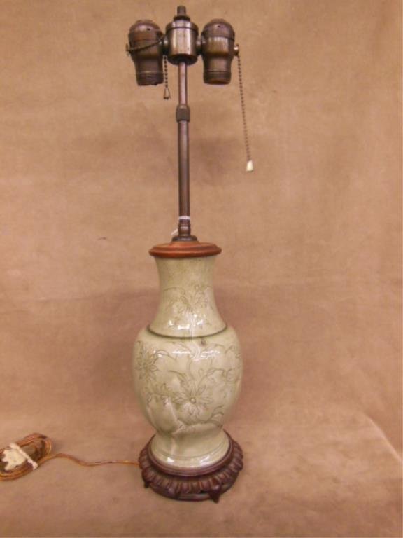 19th c. Chinese Celadon Porcelain Lamp (1 of 2)