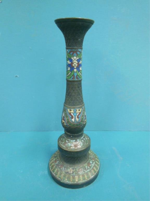 Japanese Champleve & Bronze Candlestick (1 of 4)