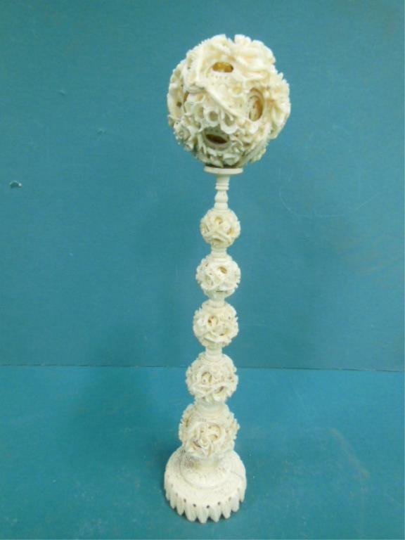 Chinese Ivory Puzzle Ball With Stand (1 of 5)