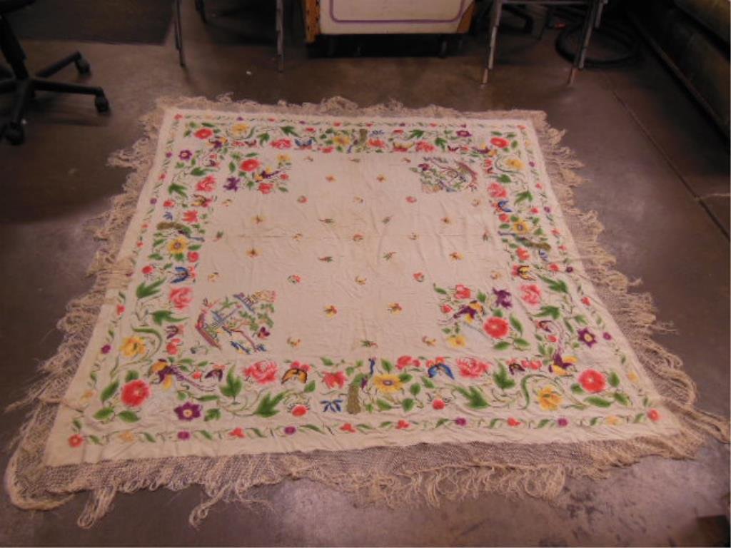 Oriental Themed Silk Embroidered Piano Shawl (1 of 6)