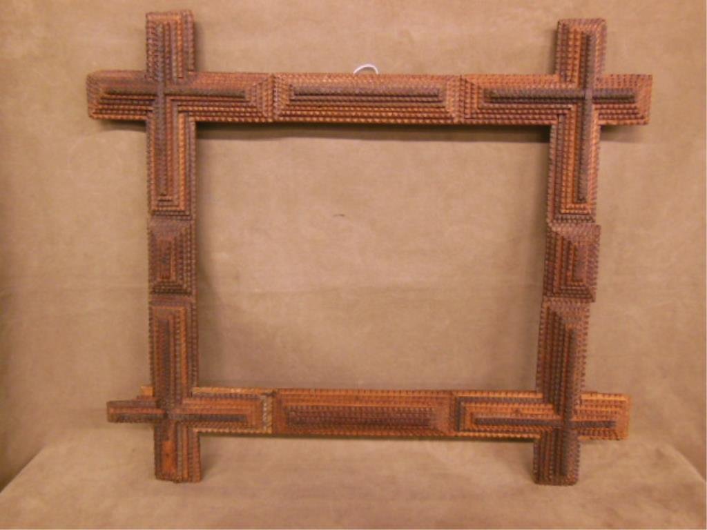 Tramp Art Carved Wood Picture Frame (1 of 2)