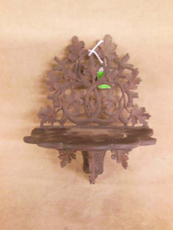 Black Forest Style Carved Walnut Wall Shelf (1 of 1)