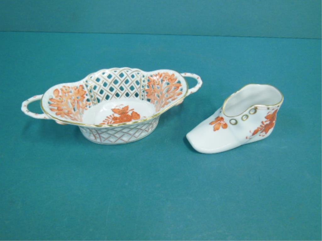 Herend Chinese Bouquet Rust Shoe & Basket (1 of 3)