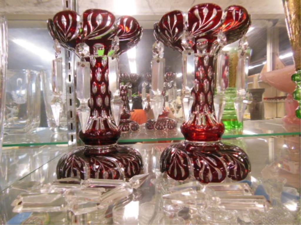 Pair Bohemian Glass Girandoles (1 of 3)