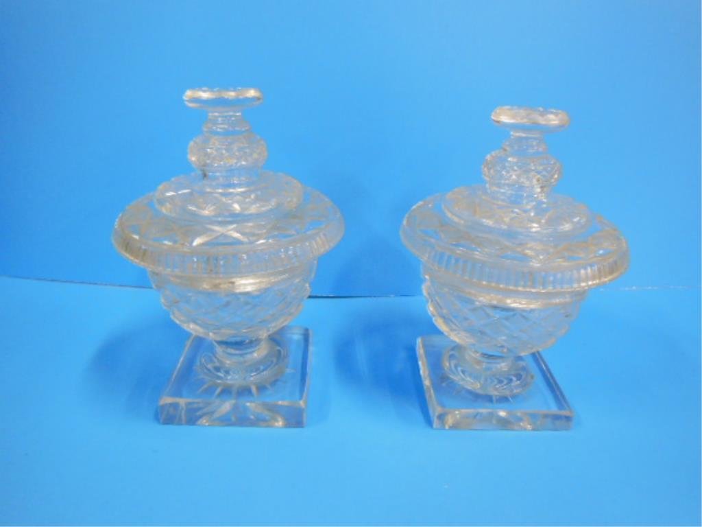 19th c. Cut Glass Covered Jars (1 of 4)
