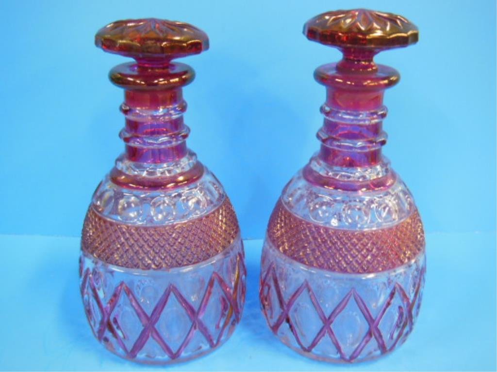 Imperial Glass Ruby Flash Cape Cod Decanters (1 of 2)