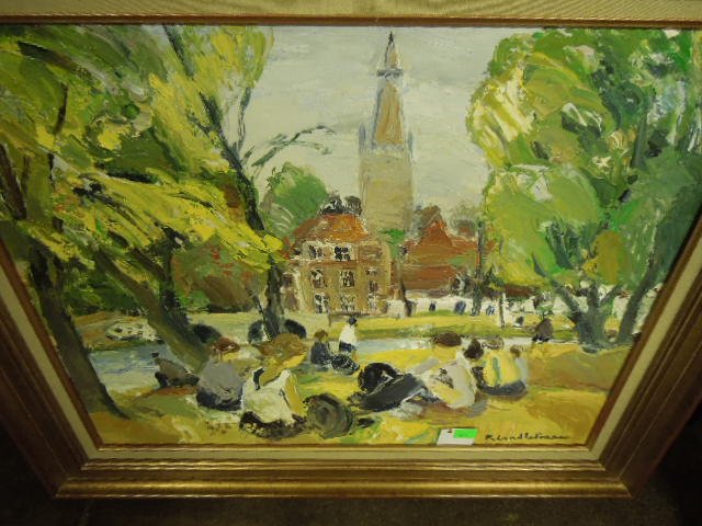 R. Lefranc, Acrylic, "La Sieste a Bruges" (1 of 3)