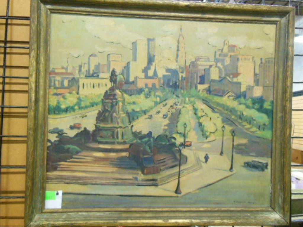 E. Bookcock Hoedt, o/c, Parkway, Philadelphia (1 of 2)