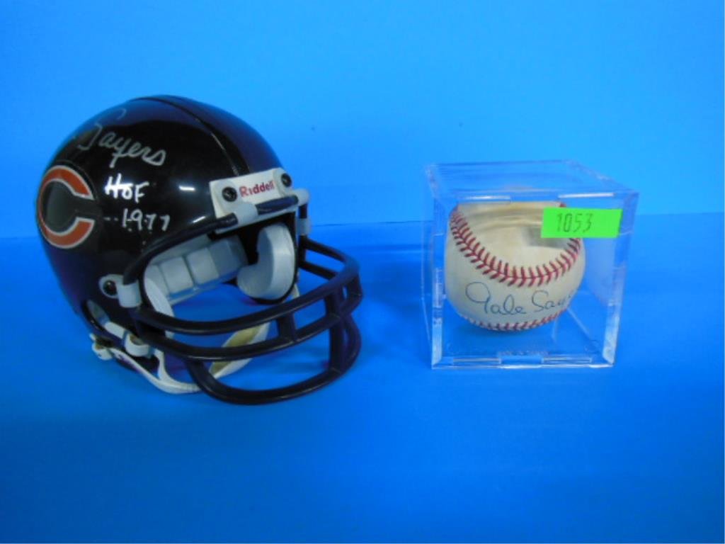 Gale Sayers signed baseball & mini helmet (1 of 4)