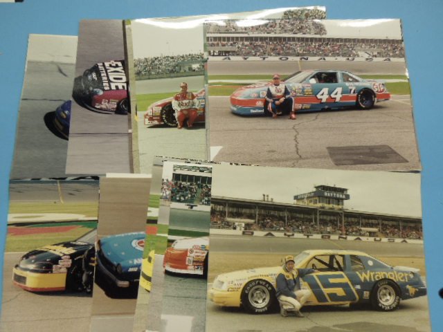 1983-1999 Daytona 500 Race Photographs: Lot of 29 assorted 1983-1999 Daytona 500 8” (height) x 10” (length) drivers & race cars colored photographs Includes: 1983 Dale Earnhardt w/car, 1992 Alan Kulwicki w/car, 1993 Geoff Bodine w/car &