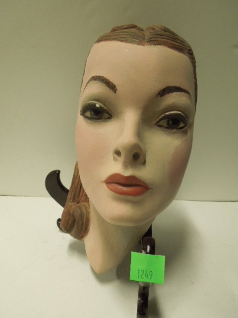 Art Deco female's head painted chalkware 11" (1 of 5)