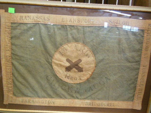Framed Civil War veterans artillery regiment flag (1 of 6)