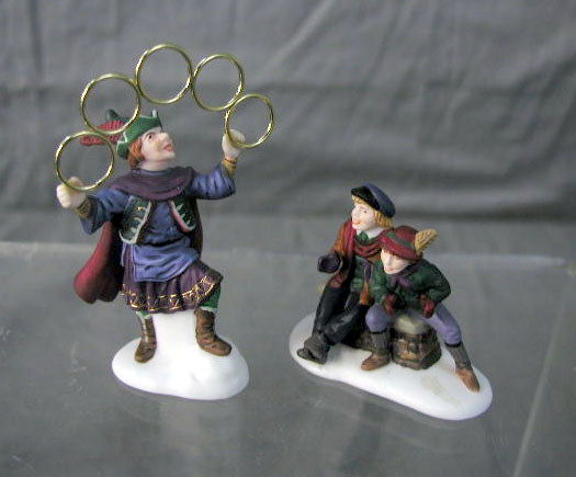Dept. 56 Dicken's Village;12 day of Christmas V: Dept. 56 Dickens Village Series;Twelve Days of Christmas V "Five Golden Rings", # 5838-1 set of 2 (man with rings, boys), with original box. Weight < 1lbs.