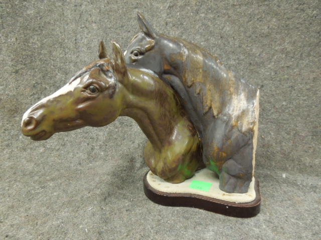 Large Lladro Gres Figure Horse Heads (1 of 3)