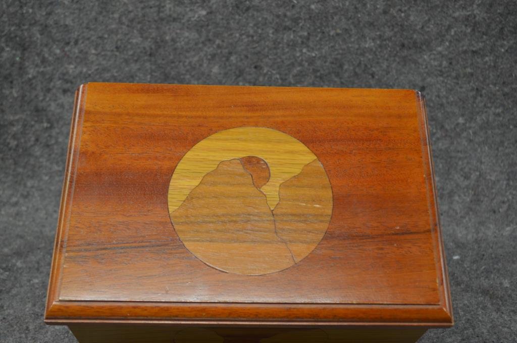 Artisan designed inlaid wood jewelry box (1 of 6)