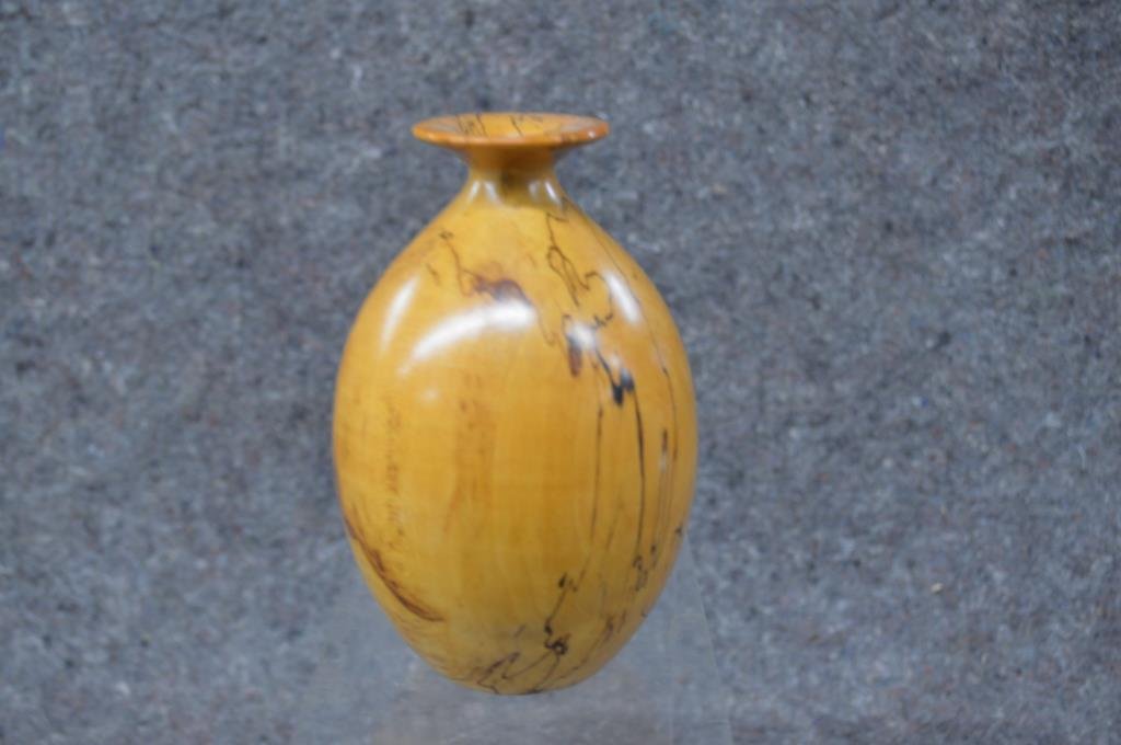 Turned wood vase signed (1 of 4)