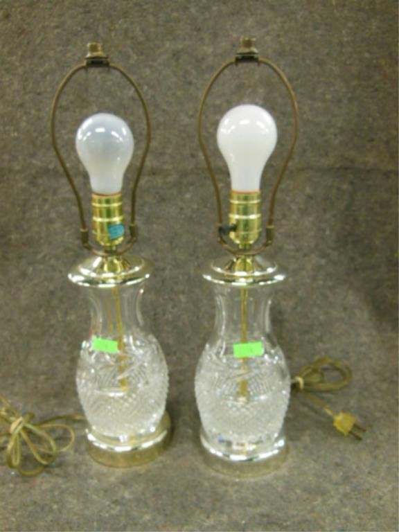 Pair Galway Irish crystal Vase Lamps (1 of 2)