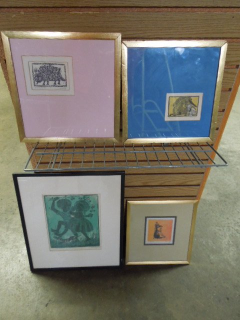 4 framed signed Woodblock prints Heleaidiyl ? (1 of 10)