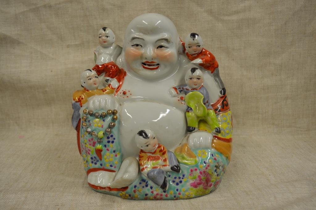 Chinese Porcelain Smiling Buddha With Children (1 of 9)