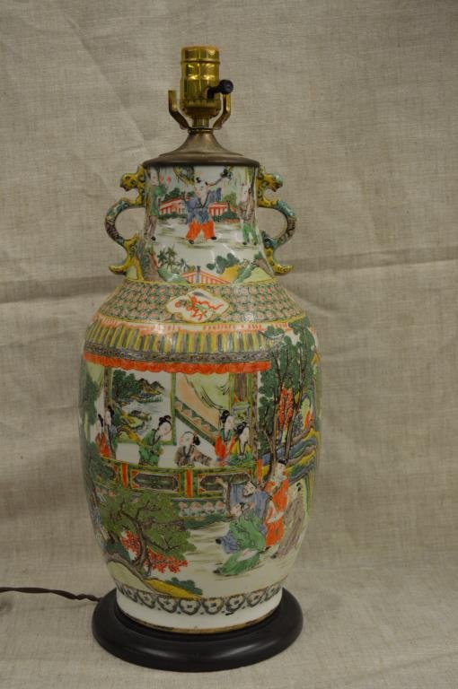 19th C. Rose Mandarin Porcelain Table Lamp (1 of 6)