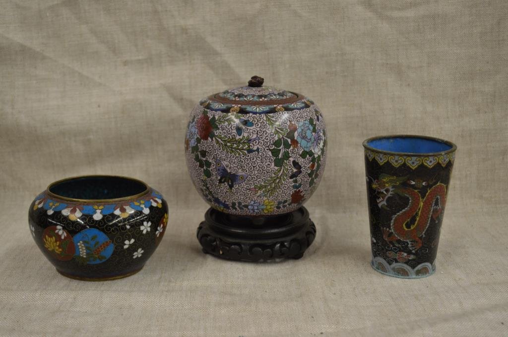 Japanese Cloisonne Beaker, Bowl & Koro (1 of 9)