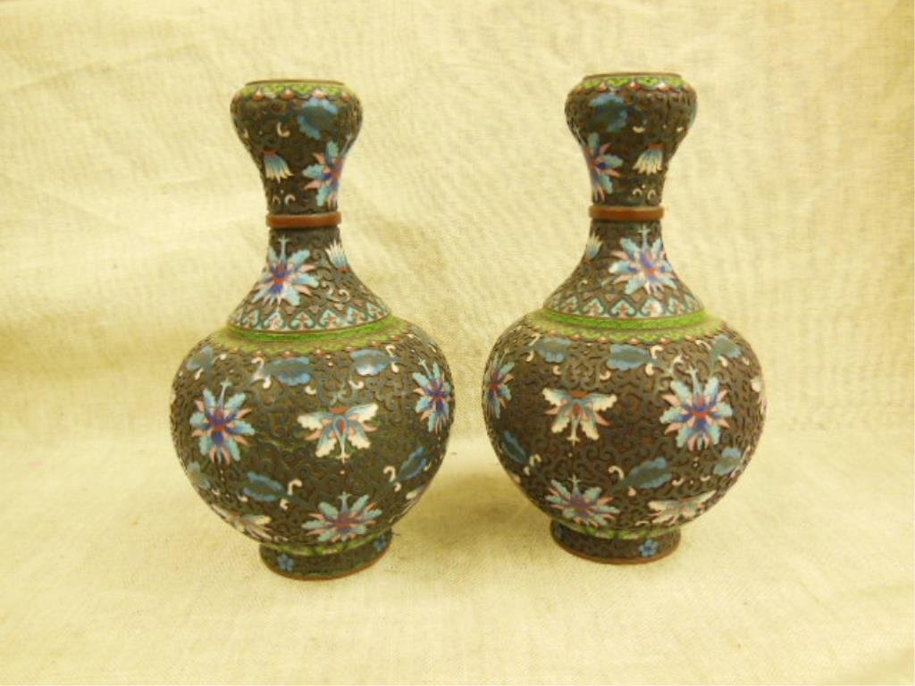 Chinese Openwork Cloisonne Vases (1 of 4)