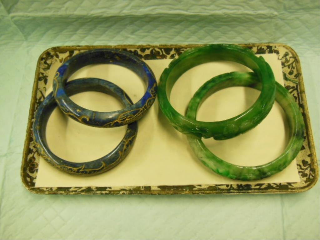 Chinese Jade & Lapis Bracelets (1 of 6)